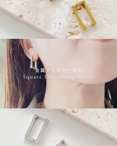 【再入荷】Square Line Hoop Pierce