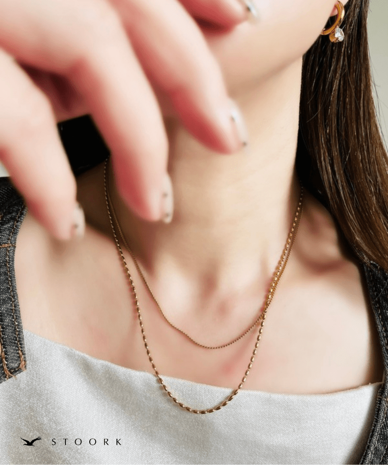 Rice Double Chain Necklace - stoork