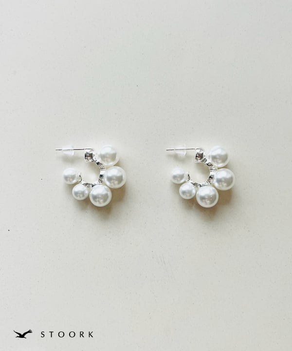 s925 5Pearls Hoop Pierce - stoork