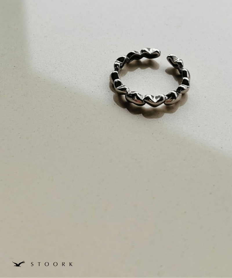 s925 Heart Link Ring - stoork