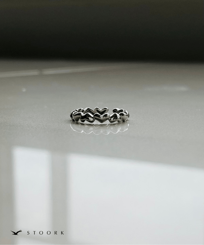 s925 Heart Link Ring - stoork