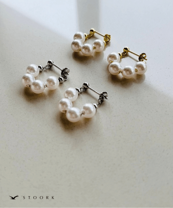 s925 Pearl Chain Hoop Pierce - stoork