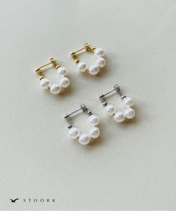 s925 Pearl Chain Hoop Pierce - stoork
