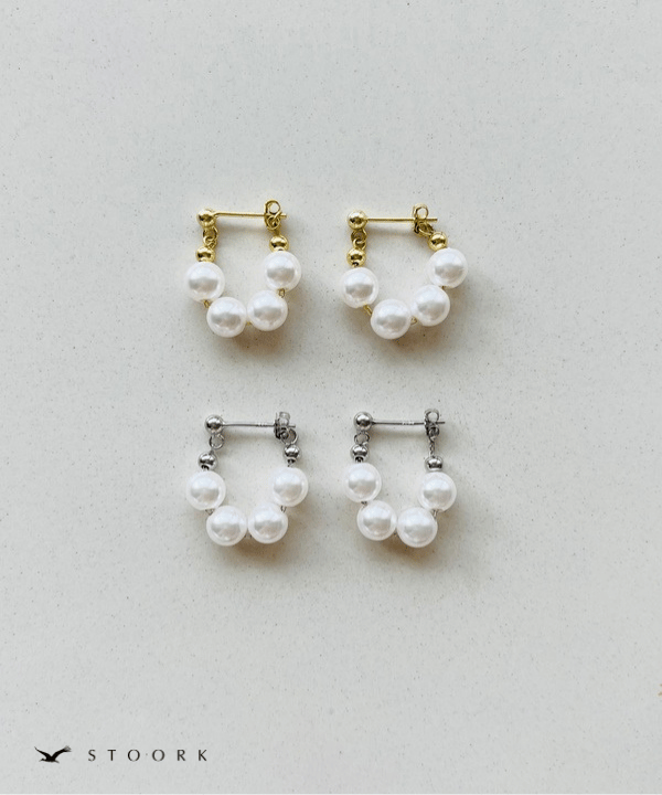 s925 Pearl Chain Hoop Pierce - stoork