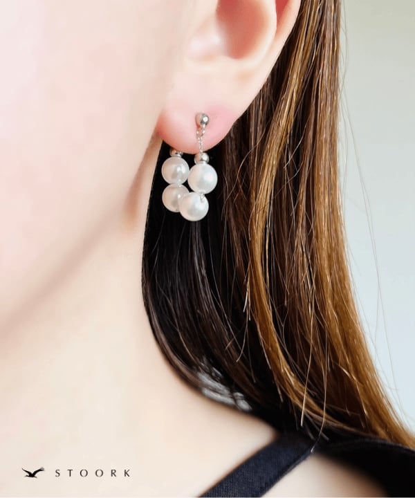 s925 Pearl Chain Hoop Pierce - stoork