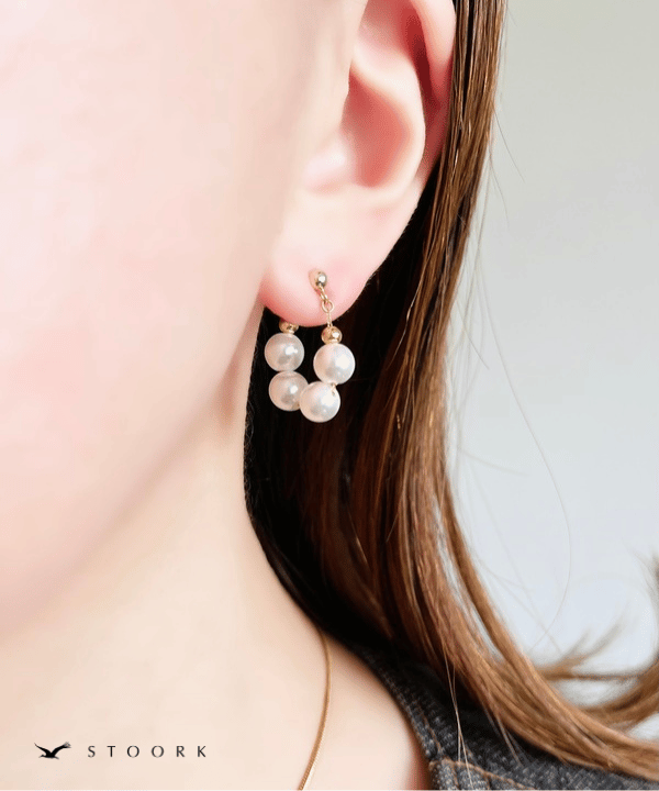 s925 Pearl Chain Hoop Pierce - stoork