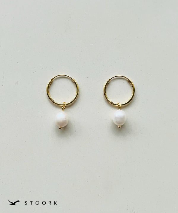 s925 Pearl Hoop Pierce - stoork