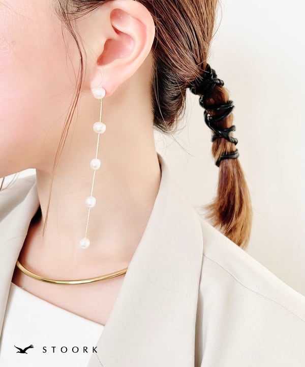 s925 Pearl Long Pierce - stoork