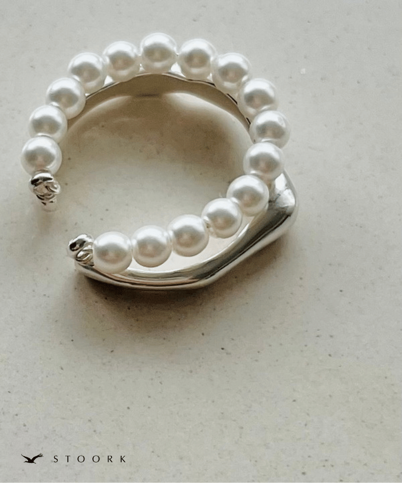 s925 Pearl Metal Line Ring - stoork