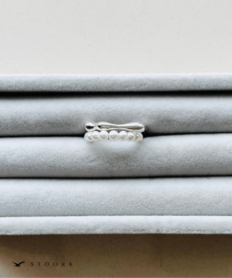 s925 Pearl Metal Line Ring - stoork