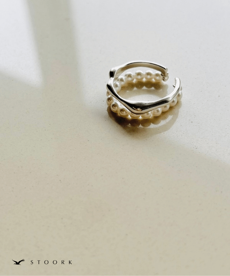 s925 Pearl Metal Line Ring - stoork