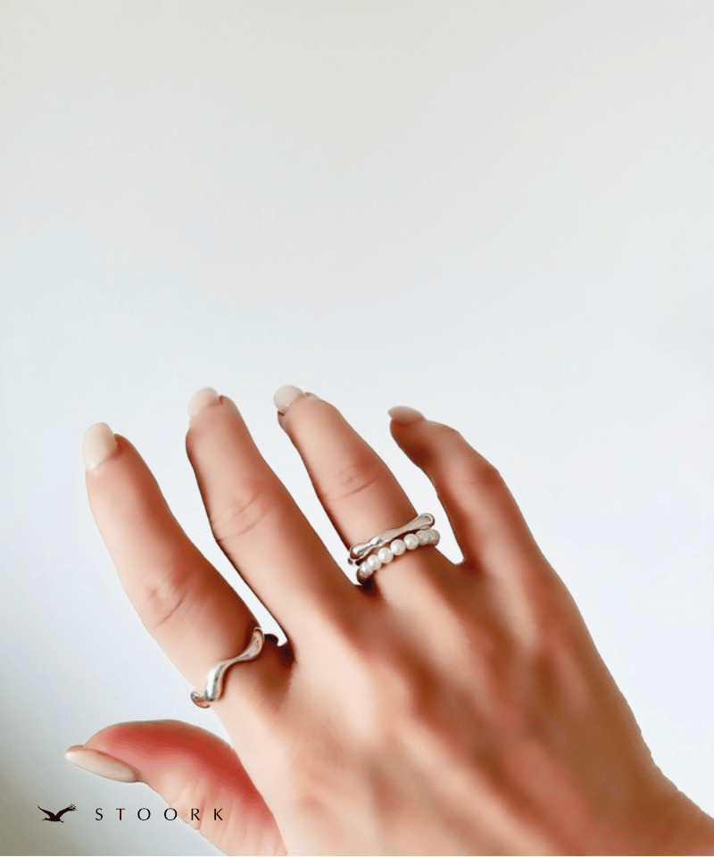 s925 Pearl Metal Line Ring - stoork