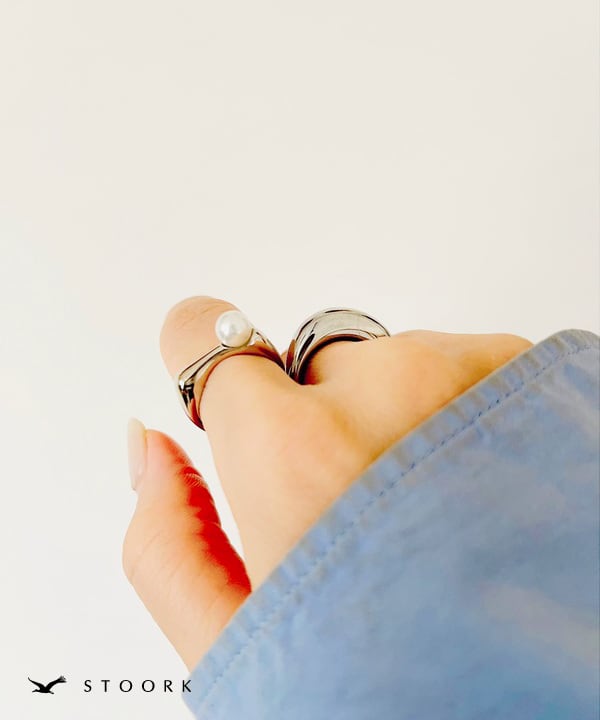 s925 Pearl Square Ring - stoork