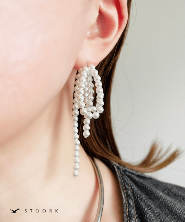 s925 Ribbon Pearl Pierce - stoork