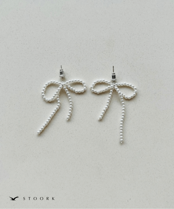 s925 Ribbon Pearl Pierce - stoork