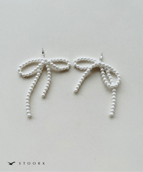 s925 Ribbon Pearl Pierce - stoork