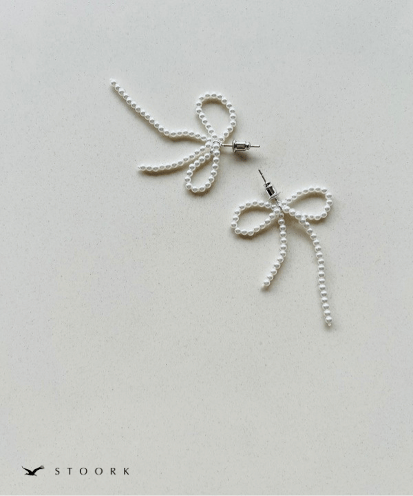 s925 Ribbon Pearl Pierce - stoork