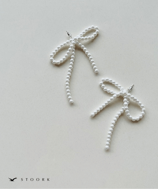 s925 Ribbon Pearl Pierce - stoork
