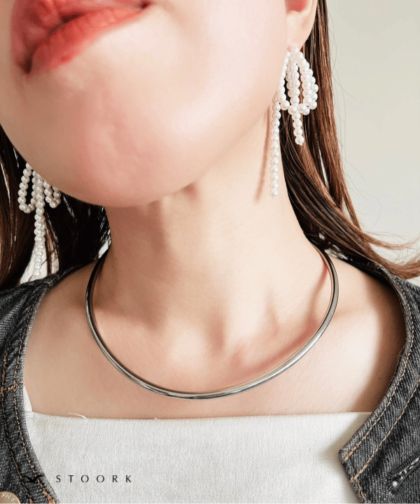 s925 Ribbon Pearl Pierce - stoork