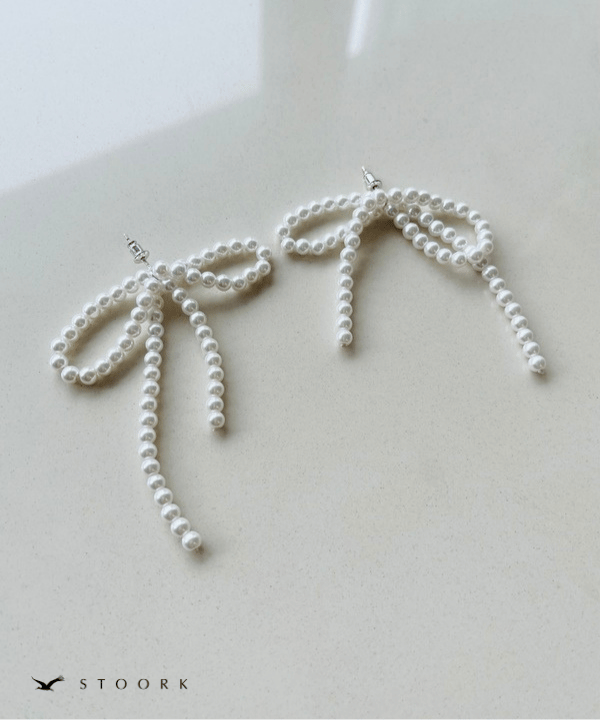 s925 Ribbon Pearl Pierce - stoork