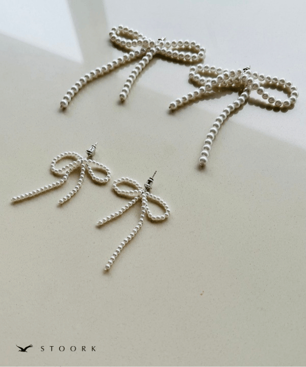 s925 Ribbon Pearl Pierce - stoork