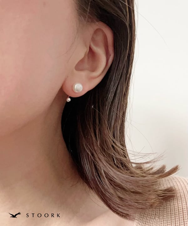 s925 Simple Pearl Pierce - stoork