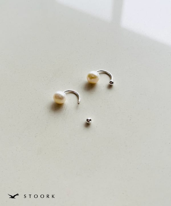 s925 Simple Pearl Pierce - stoork
