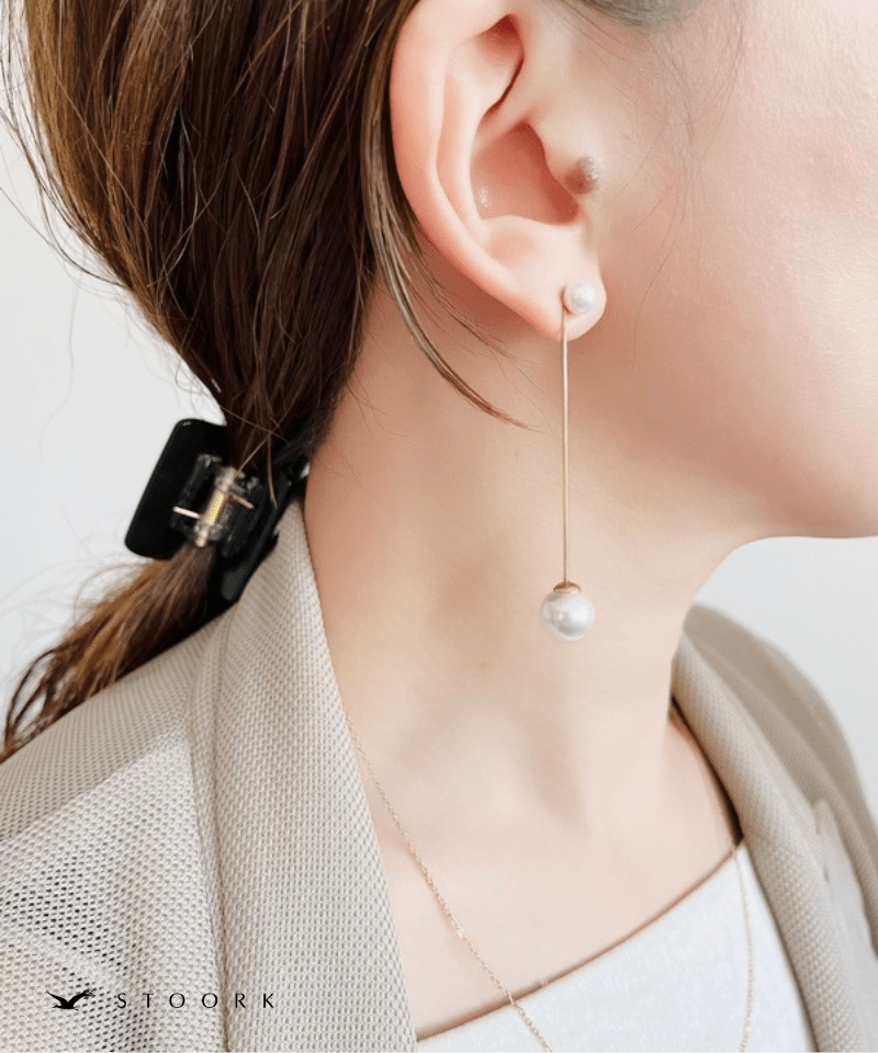 Snake Chain Pearl Pierce | 金属アレルギー対応アクセサリー通販ショップstoork(ストーク)