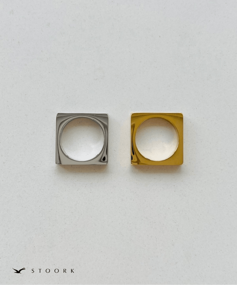 Square Black Line Ring - stoork
