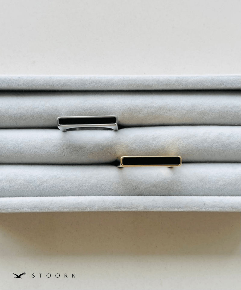 Square Black Line Ring - stoork