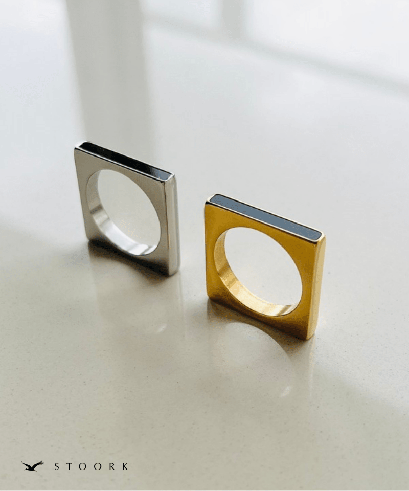 Square Black Line Ring - stoork