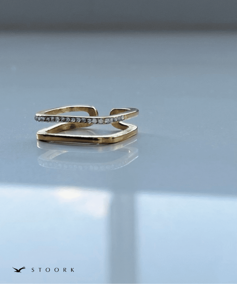 Square Double Line Ring - stoork