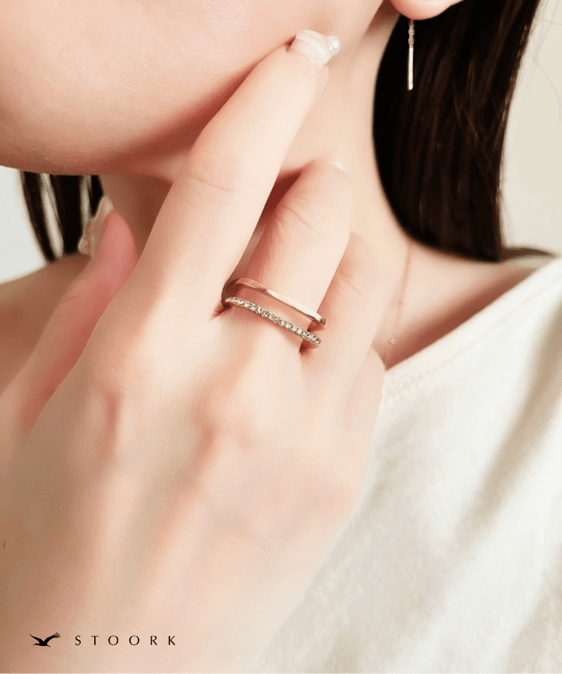Square Double Line Ring - stoork
