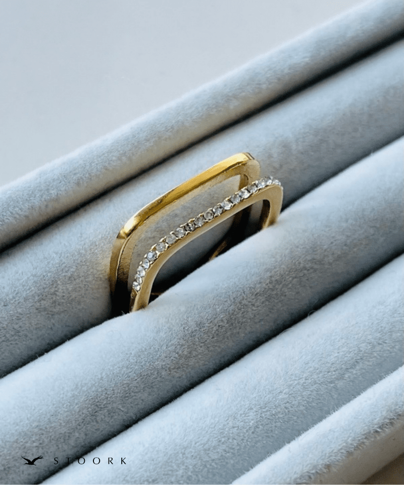 Square Double Line Ring - stoork