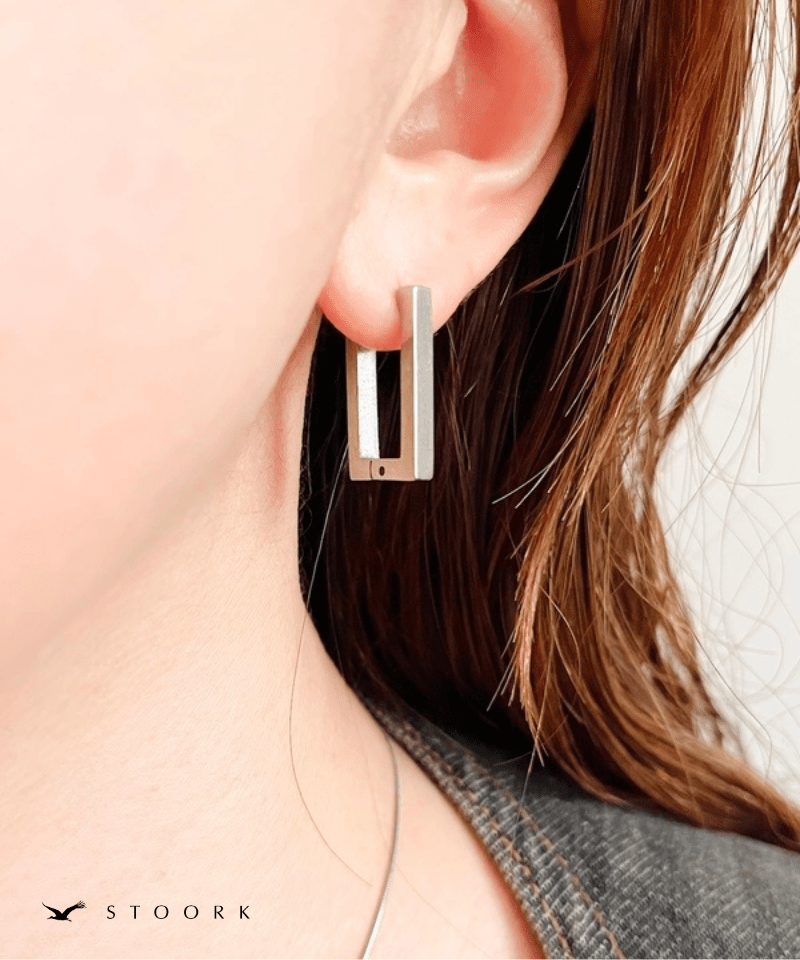 Square Line Hoop Pierce - stoork