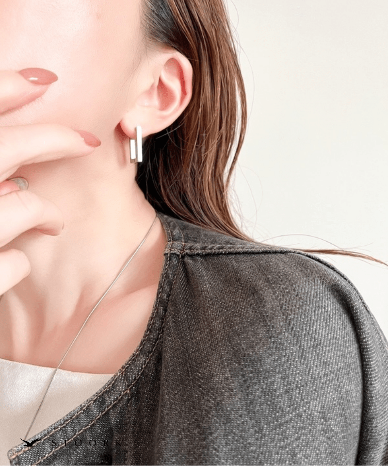 Square Line Hoop Pierce - stoork