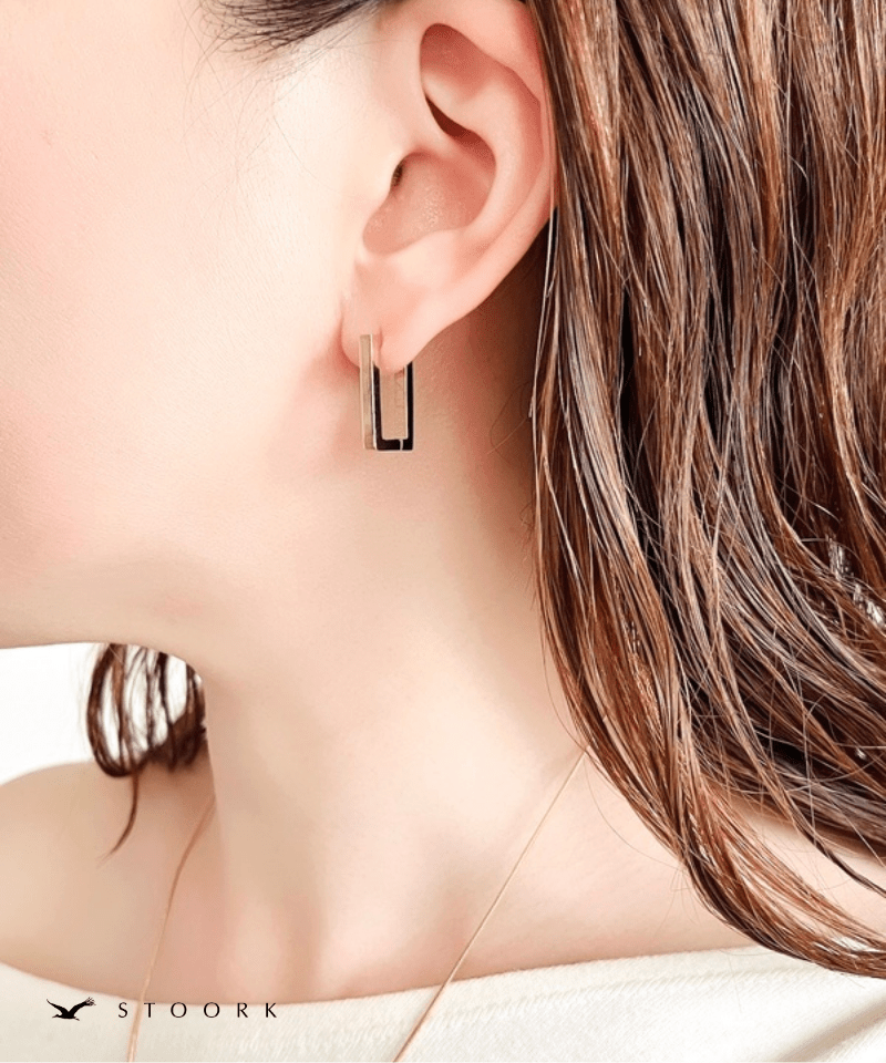 Square Line Hoop Pierce - stoork