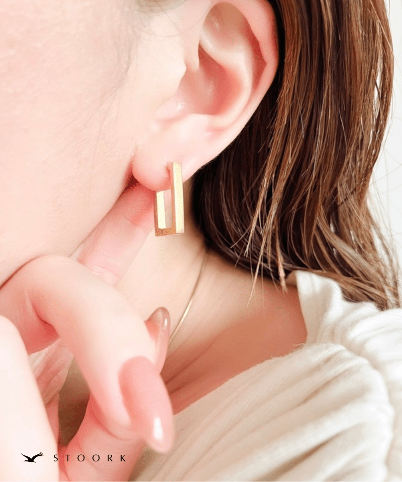 Square Line Hoop Pierce - stoork