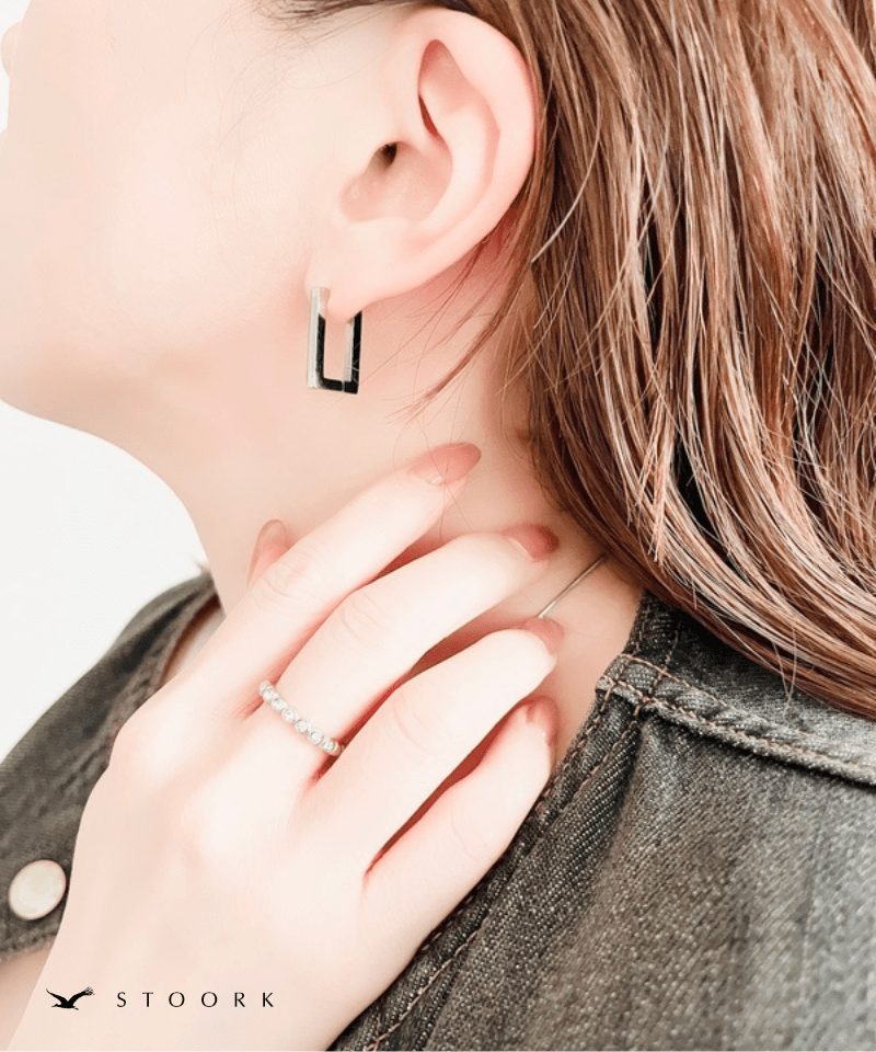 Square Line Hoop Pierce - stoork