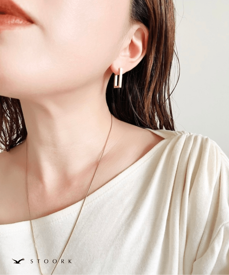 Square Line Hoop Pierce - stoork