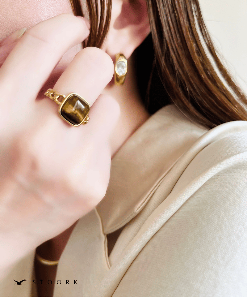 Tiger Eye Chain Ring - stoork