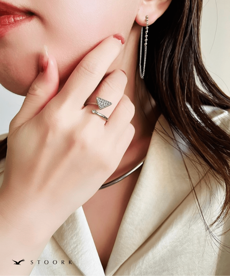 Triangle Dot Open Ring - stoork