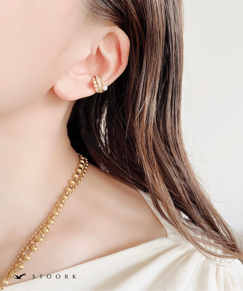 Triple Line Pearl Ear Cuff - stoork