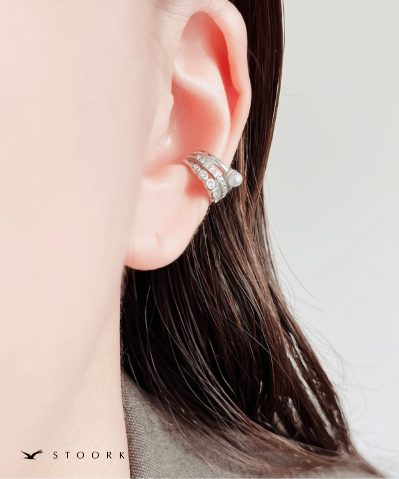 Triple Line Pearl Ear Cuff - stoork