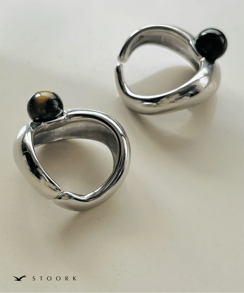 Volume Wave Stone Ring - stoork