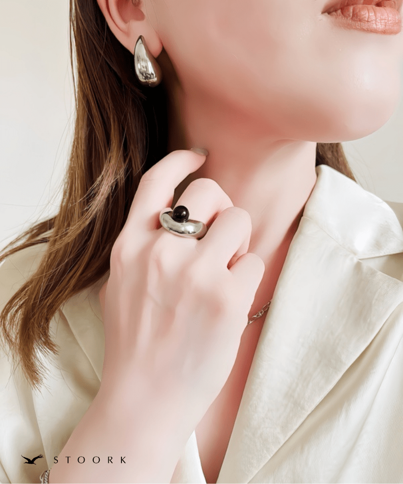 Volume Wave Stone Ring - stoork