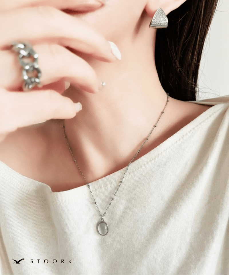 White Stone Station Necklace - stoork