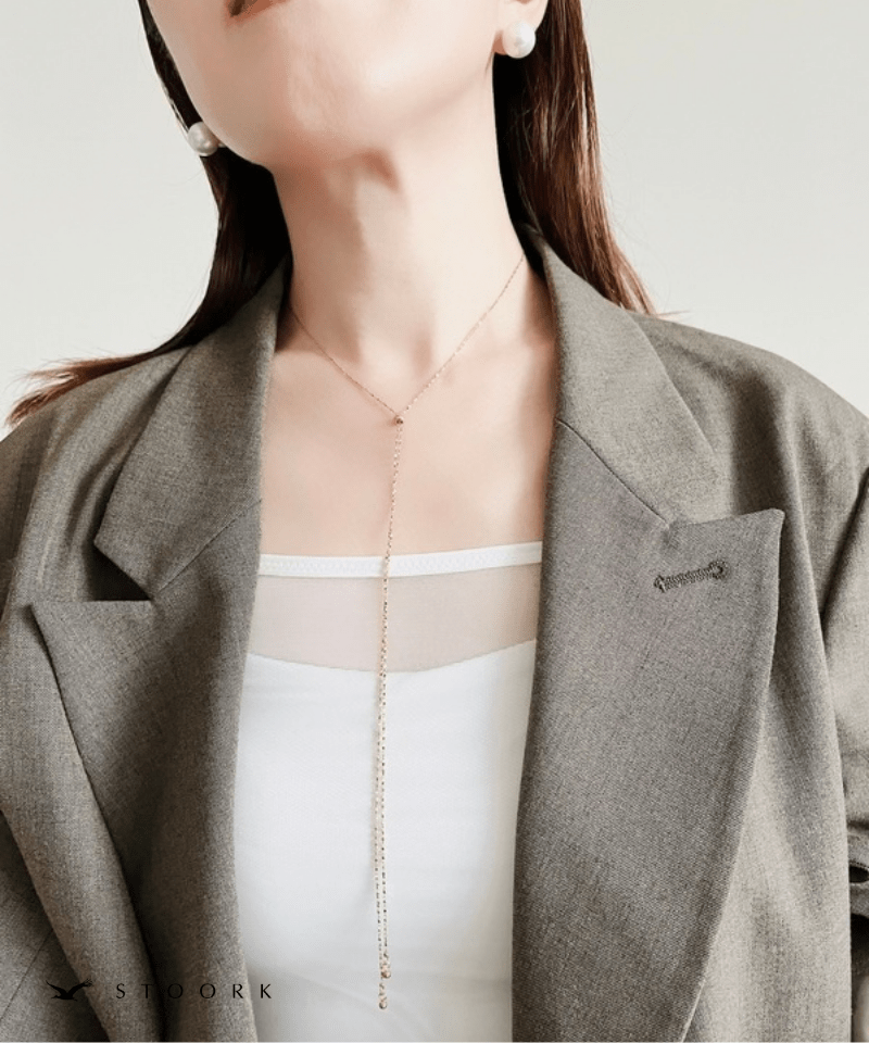 Y Line Slider petal Necklace - stoork