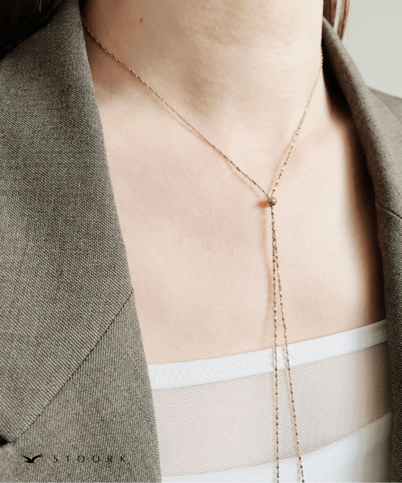 Y Line Slider petal Necklace - stoork
