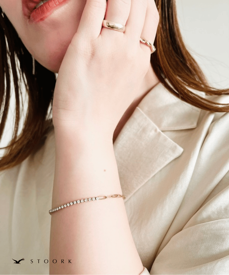 Zircon Chain Bracelet | 金属アレルギー対応アクセサリー通販ショップstoork(ストーク)